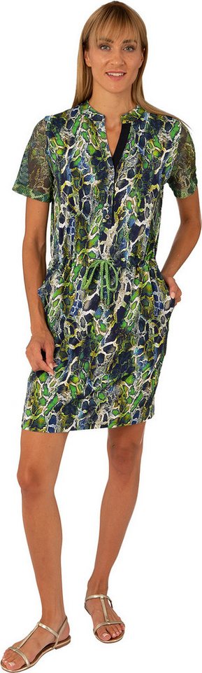 Estefania for woman Sommerkleid 191-5212, Kleid in Snakeprint und Mesh Ärmeln Tunnelzug an Taille von Estefania for woman