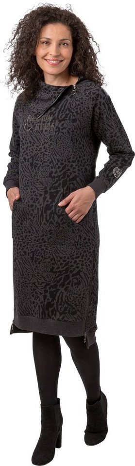 Estefania for woman Sweatkleid 186-5149-24 in Animal-Print mit modischen Reißverschlüssen Strassbesatz von Estefania for woman