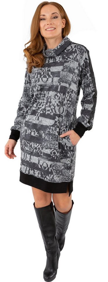 Estefania for woman Sweatkleid 196-5611, mit Wasserfallkragen und Eingrifftaschen Einsätze in beiden Ärmeln von Estefania for woman