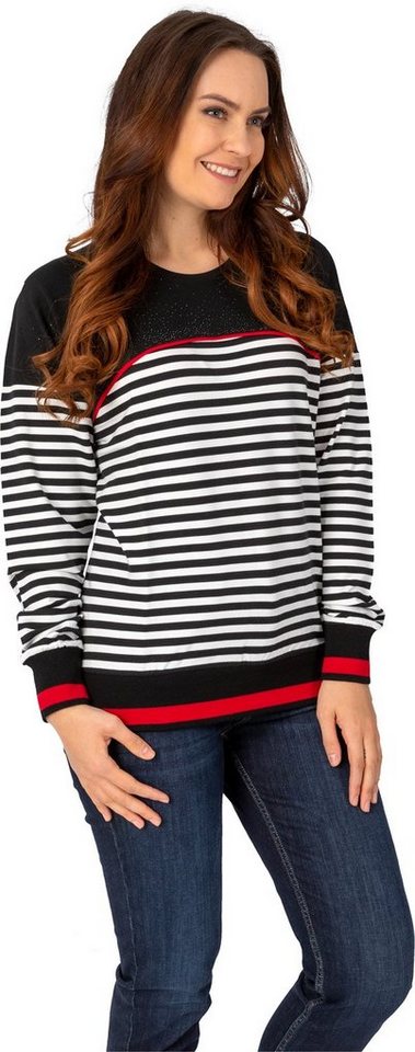 Estefania for woman Sweatshirt 186-1226 mit Streifen und Strassbesatz von Estefania for woman