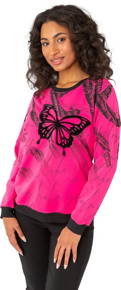 Estefania for woman Sweatshirt 189-7129 modernes Sweatshirt mit Schriftzug in pink von Estefania for woman