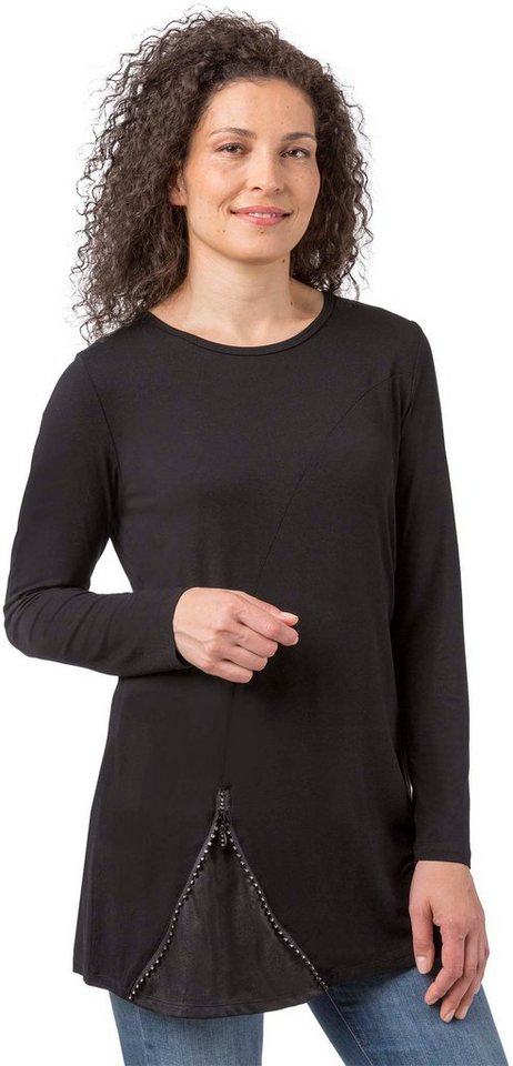 Estefania for woman Tunika 183-7633 weiche Tunika mit Zierreißverschluss mit Zierreißverschluss mit Lederimitateinsatz von Estefania for woman