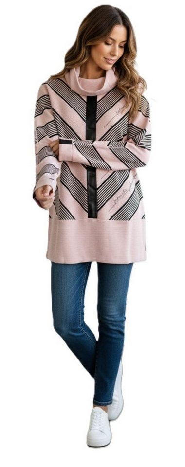 Estefania for woman Tunika 196-2603, "fashion vibes" mit Strassbesatz mit Lederimitat abgesetzt von Estefania for woman