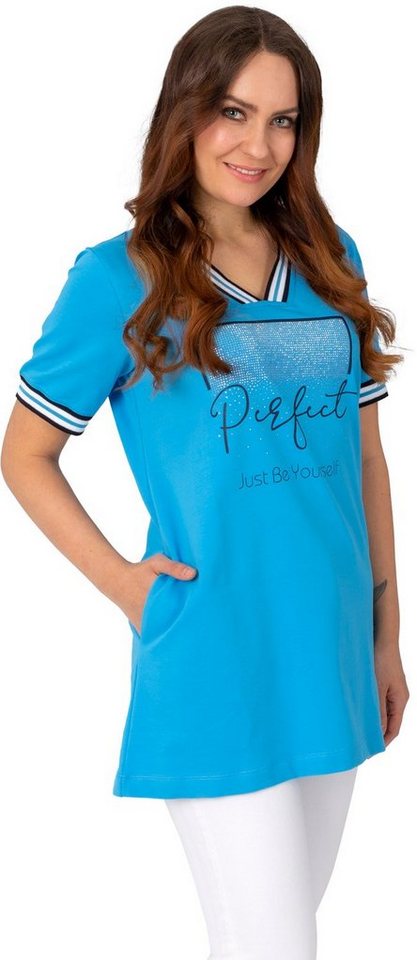 Estefania for woman Tunikashirt 187-1124, Tunika mit V-Ausschnitt und Strassapplikation V-Ausschnitt, Strassapplikationen Estefania for woman Tunikashirt 187-1124, Tunika mit V-Ausschnitt und Strassapplikation V-Ausschnitt, Strassapplikationen von Estefania for woman