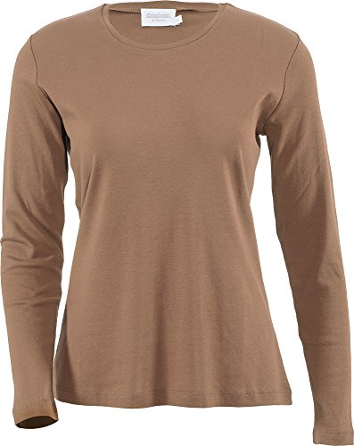 Rundhals-Shirt Langarm 100% Baumwolle Farbe Cappuccino, Größe 3XL von Estefania for woman