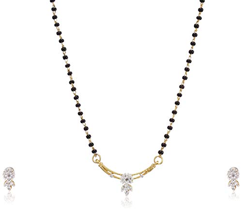 Estele 24 Kt Gold Plated and Rhodium Plated Mangalsutra in Flower Design Necklace Set for Women Suitable for All Occasions Estele 24 Kt Gold Plated and Rhodium Plated Mangalsutra in Flower Design Necklace Set for Women Suitable for All Occasions von Estele