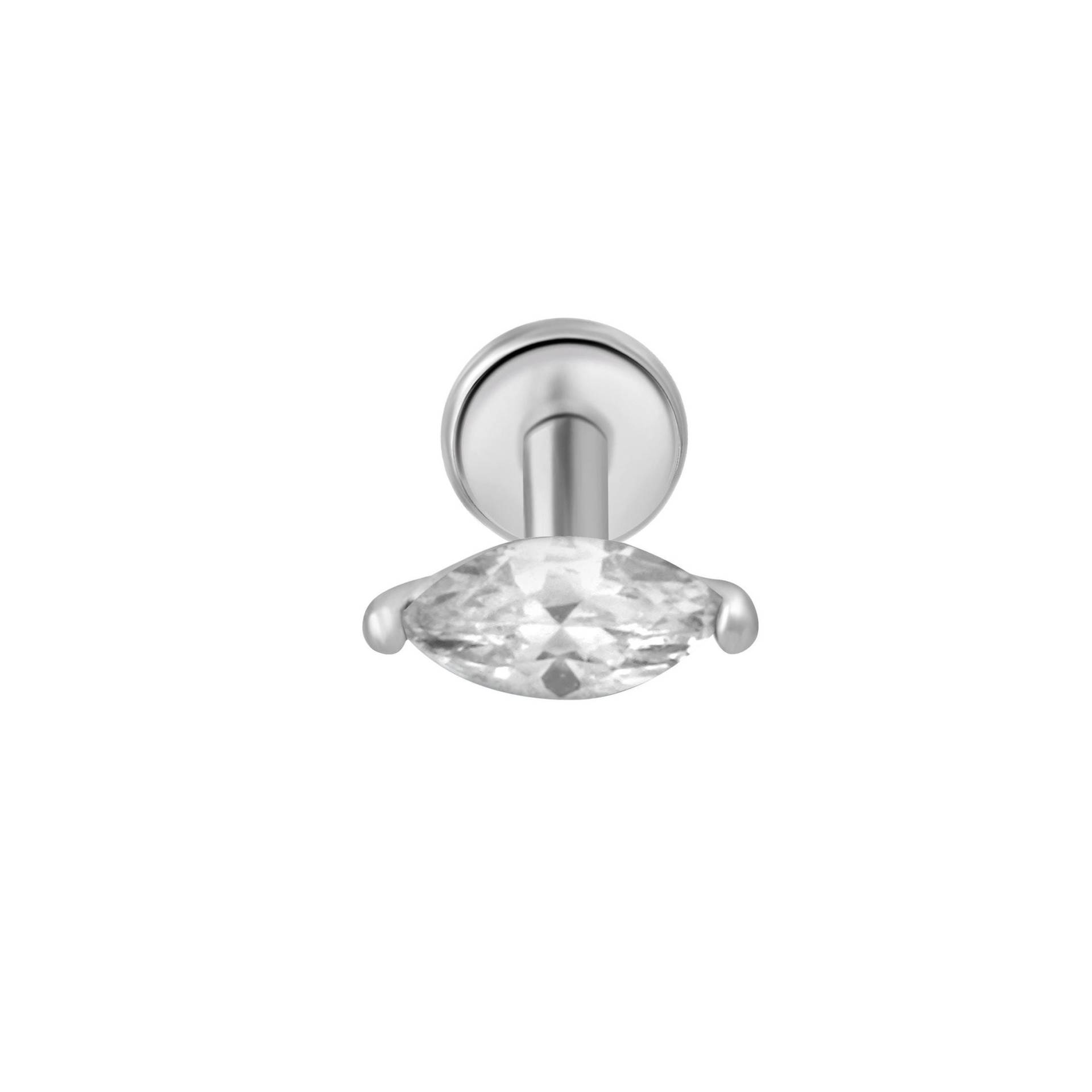 Marquise Knorpel Ohrstecker 14K Weißgold Helix Piercing Flache Rückseite Ohrring Conch Tragus Schmuck Für Sie Geschenk Ihn von EstellaCollection