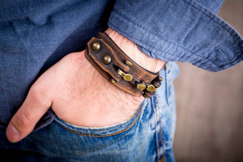 Herren Leder Armband Manschette Mann Jahrestag Geschenk Für Ihn von EstelleLeather