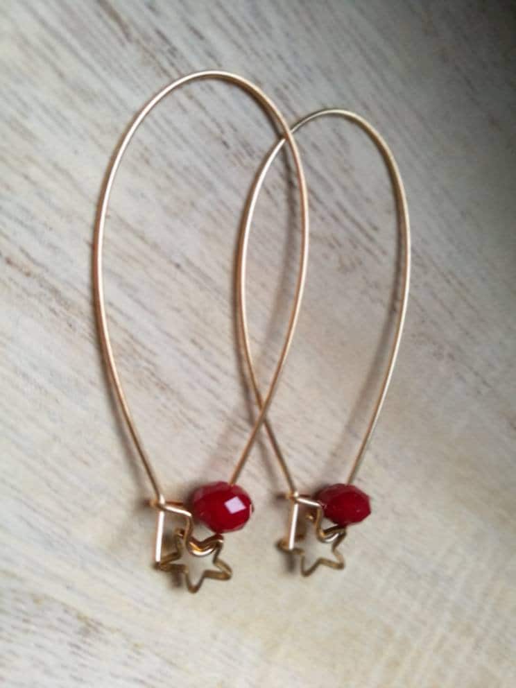 Ohrringe Ringe Oval Granat Perlen Und Star von EstelleWest