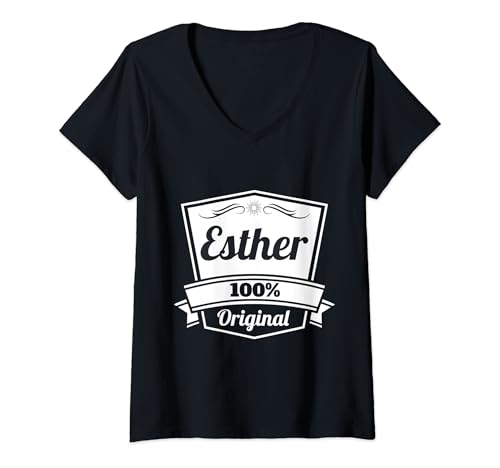Damen Esther Gift Shirt / Esther Personalisierter Name Geburtstag T-Shirt T-Shirt mit V-Ausschnitt von Esther Gift Idea Cute Tee Shirt