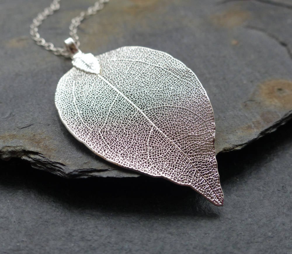 Echtes Blatt Silber Halskette Boho Statement Schmuck Echtes Blatt Silber Halskette Boho Statement Schmuck von EstherDobsonArt