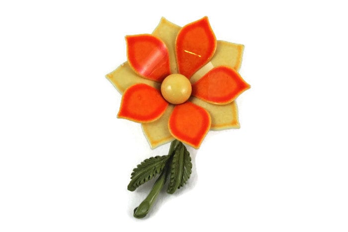 Hellen Und Kräftigen Orange Pfirsich Vintage Emaille Blume Pin - Schmuck Für Den Frühling Hellen Und Kräftigen Orange Pfirsich Vintage Emaille Blume Pin - Schmuck Für Den Frühling von EstherLous