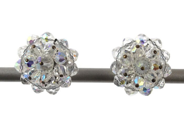 Jahrgang Aurora Borealis Kristall-Cluster - Braut Ohrringe Perlen 1950Er Jahre Clip Ons Nicht Ohrstecker Jahrgang Aurora Borealis Kristall-Cluster - Braut Ohrringe Perlen 1950Er Jahre Clip Ons Nicht Ohrstecker von EstherLous