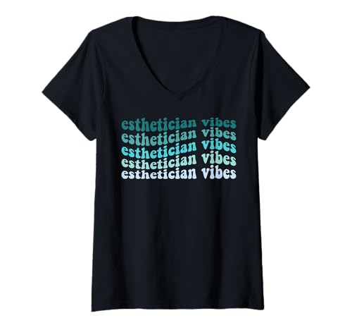 Damen Ästhetiker Vibes Hautpflege-Spezialist niedliche Ästhetiker T-Shirt mit V-Ausschnitt von Esthetician Gift Shopp