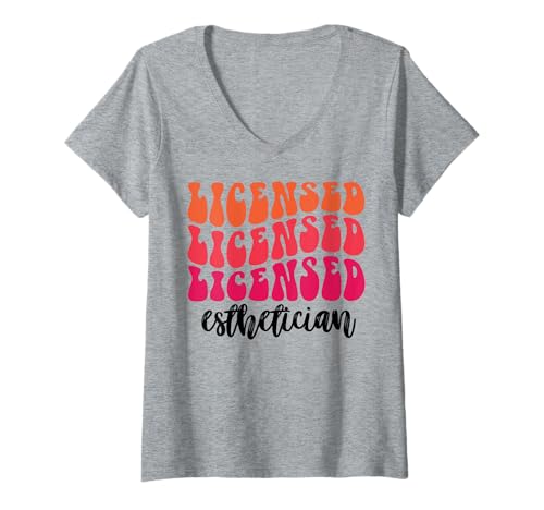 Damen Lizenzierte Ästhetikerin Wachs Hautpflege Spezialist Ästhetiker T-Shirt mit V-Ausschnitt Damen Lizenzierte Ästhetikerin Wachs Hautpflege Spezialist Ästhetiker T-Shirt mit V-Ausschnitt von Esthetician Gift Shopp