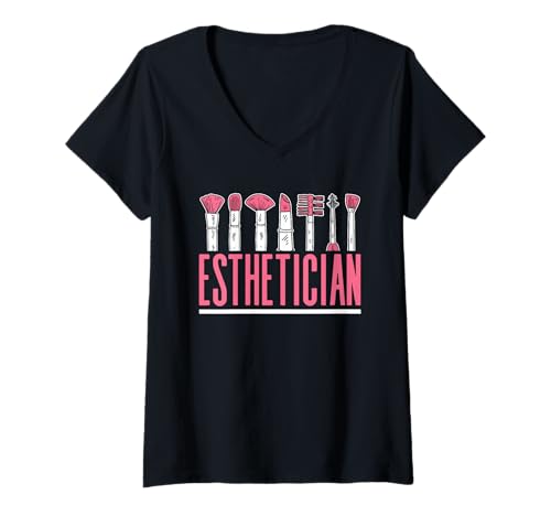 Damen Kosmetikerin Beruf Kosmetik Frauen Kosmetiker T-Shirt mit V-Ausschnitt Damen Kosmetikerin Beruf Kosmetik Frauen Kosmetiker T-Shirt mit V-Ausschnitt von Esthetician Kosmetikerinnen Skin Care Kollegin