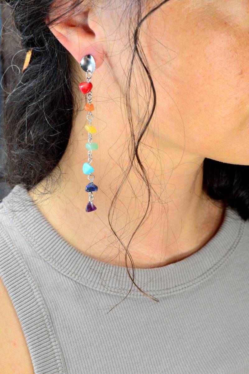 Regenbogen Edelstein Kaskaden Ohrringe Edelstahl Festival Schmuck - Keine Extra Gebühren Für Uns von Estibela