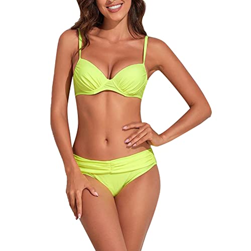 2-teiliger Rückenfreier Bikini-Badeanzug für Damen mit Verstellbaren Trägern und Bügel-Dreieck-Bikiniunterteil für Strand, Pool, SPA-Bad (L) von Estink