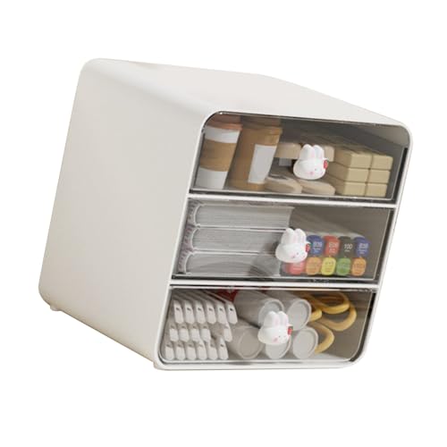 Estink 3 Schubladen Desktop Storage Box Make -up Organizer Arbeitsplatte für Organisierten Schreibtisch -Raum Studentenwohnheim (Großer weißer Kaninchen) von Estink