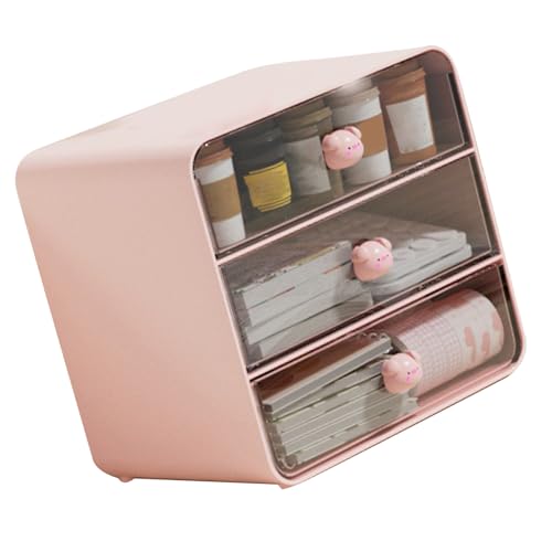 Estink 3 Schubladen Desktop Storage Box Make -up Organizer Arbeitsplatte für Organisierten Schreibtisch -Raum Studentenwohnheim (Großes rosa Schweinchen) von Estink