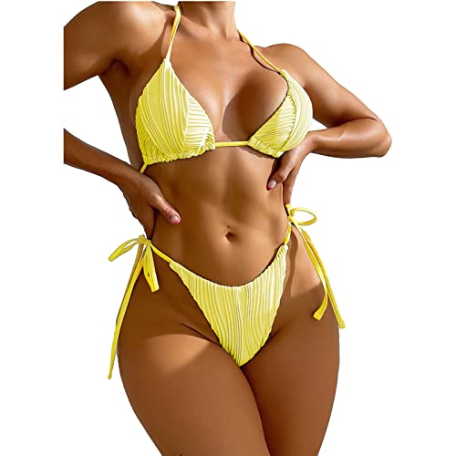 Estink Bikini Damen String Triangel Bikini Beachwear Schwimmanzug Bademode Badeanzug Bikini (L) von Estink