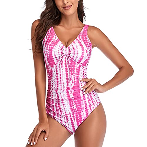 Estink Damen Badeanzug V-Ausschnitt Strandmode Swimsuit Bademode mit Kordelzug Bauchweg Sport Badeanzüge(L-Typ 2) von Estink