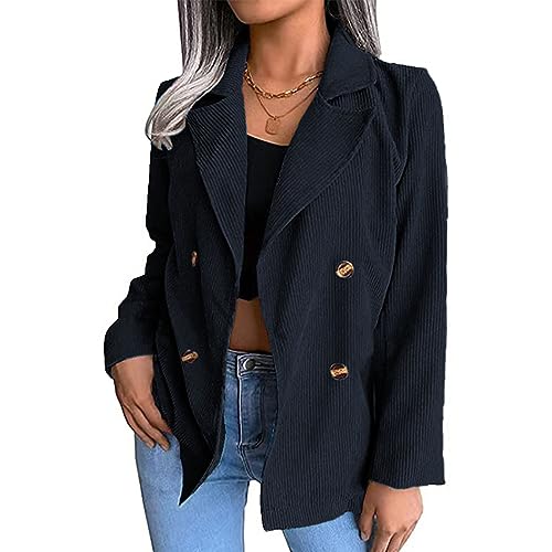 Estink Damen-Blazer aus Cord, Lässig, V-Ausschnitt, Lange Ärmel, Vorne Offen, Revers, Zweireihig, Arbeits- und Bürojacke (2XL) von Estink