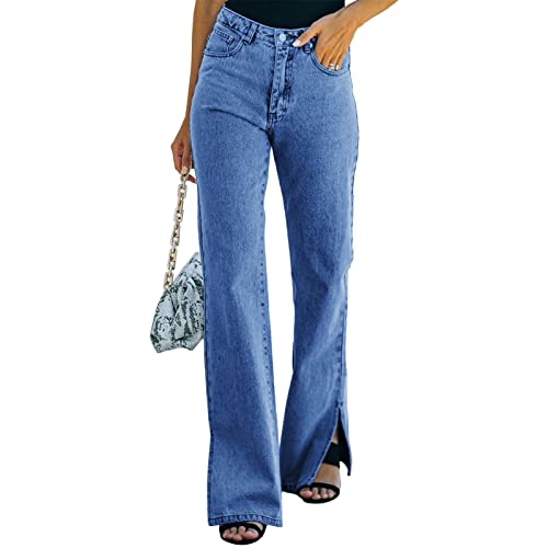 Damen Vintage Split Denim Hose High Rise Split Saum Flare Jeans Lange Hose (S) von Estink