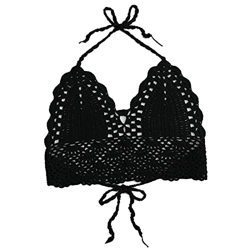 Estink Neckholder-Top für Damen, Rückenfreies Häkeltop, Bralette, Strick-BH, Bikinioberteil (L) von Estink