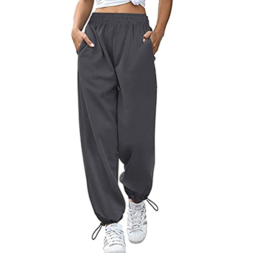 Estink Trainingshose für Damen, Verstellbarer Kordelverschluss, Lockere Passform, Bequeme Jogginghose Zum Laufen, mit Taschen (L) von Estink