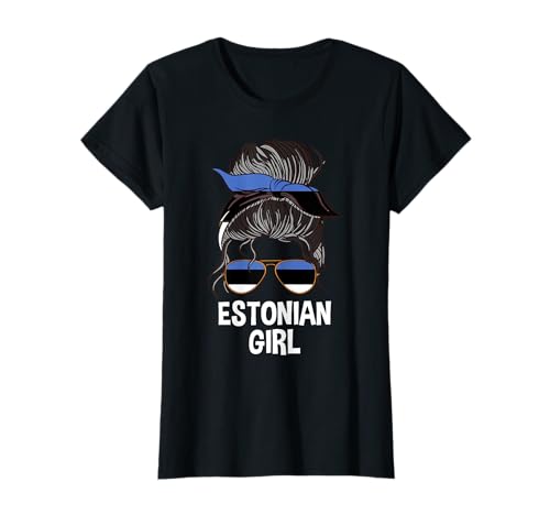 Estnische Mädchen tragen Messy Bun Estland Flagge Eesti Roots Frauen T-Shirt von Estonia Flag Design Baltic Heritage Pride