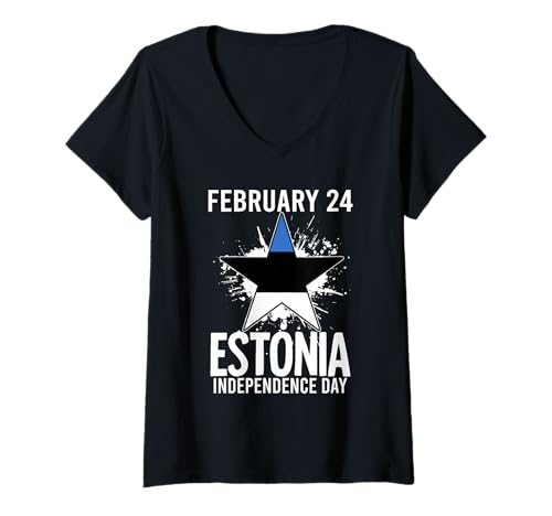 Damen Patriotische Estland Unabhängigkeitstag Vintage Estnische Flagge T-Shirt mit V-Ausschnitt Damen Patriotische Estland Unabhängigkeitstag Vintage Estnische Flagge T-Shirt mit V-Ausschnitt von Estonian Estonia Flag Designs