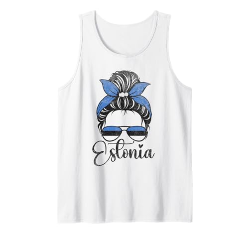 Patriotische Estland Messy Bun Estnische Flagge Mädchen Kinder Tank Top von Estonian Estonia Flag Designs