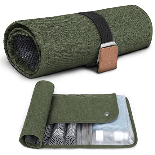 Kulturbeutel für Herren, Reiseutensilien, Reise-Kulturbeutel, wasserabweisend, kompakt, Badezimmer-Organizer für Hygiene, Rasierset, Geschenke für Männer, 5. Armeegrün (Polyester), modisch von Estour