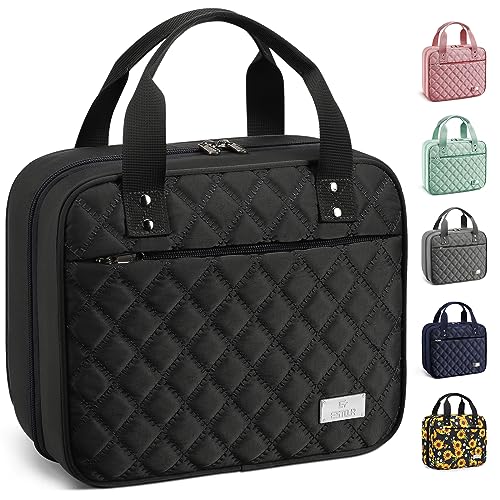 Reise-Kulturbeutel für Frauen mit Haken zum Aufhängen, extra große Reise-Make-up-Tasche Organizer mit Schmuck-Organizer-Fach, abnehmbare transparente Tasche, geeignet für große Toilettenartikel, von Estour