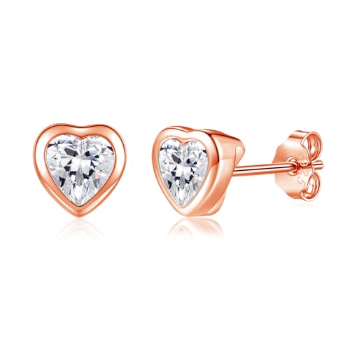 Estrellique 925 Sterling Silber Ohrstecker, Gold Ohrstecker mit Zirkonia Klein Ohrringe, 6mm Herz Ohrstecker für Damen Mädchen, Hypoallergen Knorpel Schlafen Ohrstecker, Ohrringe Geschenke für Frauen Estrellique 925 Sterling Silber Ohrstecker, Gold Ohrstecker mit Zirkonia Klein Ohrringe, 6mm Herz Ohrstecker für Damen Mädchen, Hypoallergen Knorpel Schlafen Ohrstecker, Ohrringe Geschenke für Frauen von Estrellique