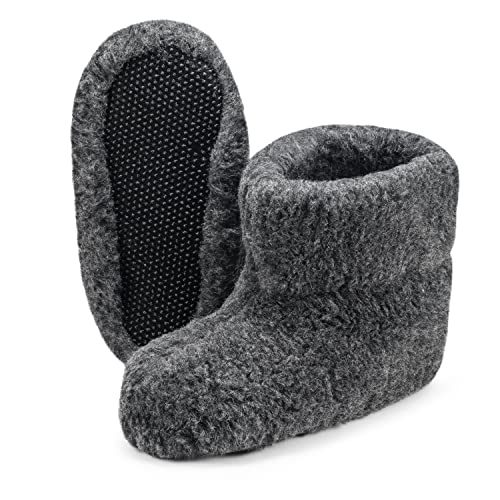 ESTRO Hausschuhe Herren Wollhausschuhe Damen - Hüttenschuhe Herren Wolle Warme Hausschuhe Damen Winter Winterhausschuhe Schafswolle OLE (41 EU, Anthrazit) von ESTRO