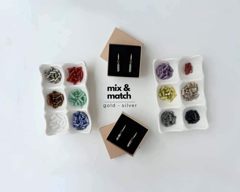 "Mix & Match "Kiki Hoops" Paar Edelsteine in Silber Oder Gold Passend Zu Unserem Hoops Stil." von EstudioKoaShop