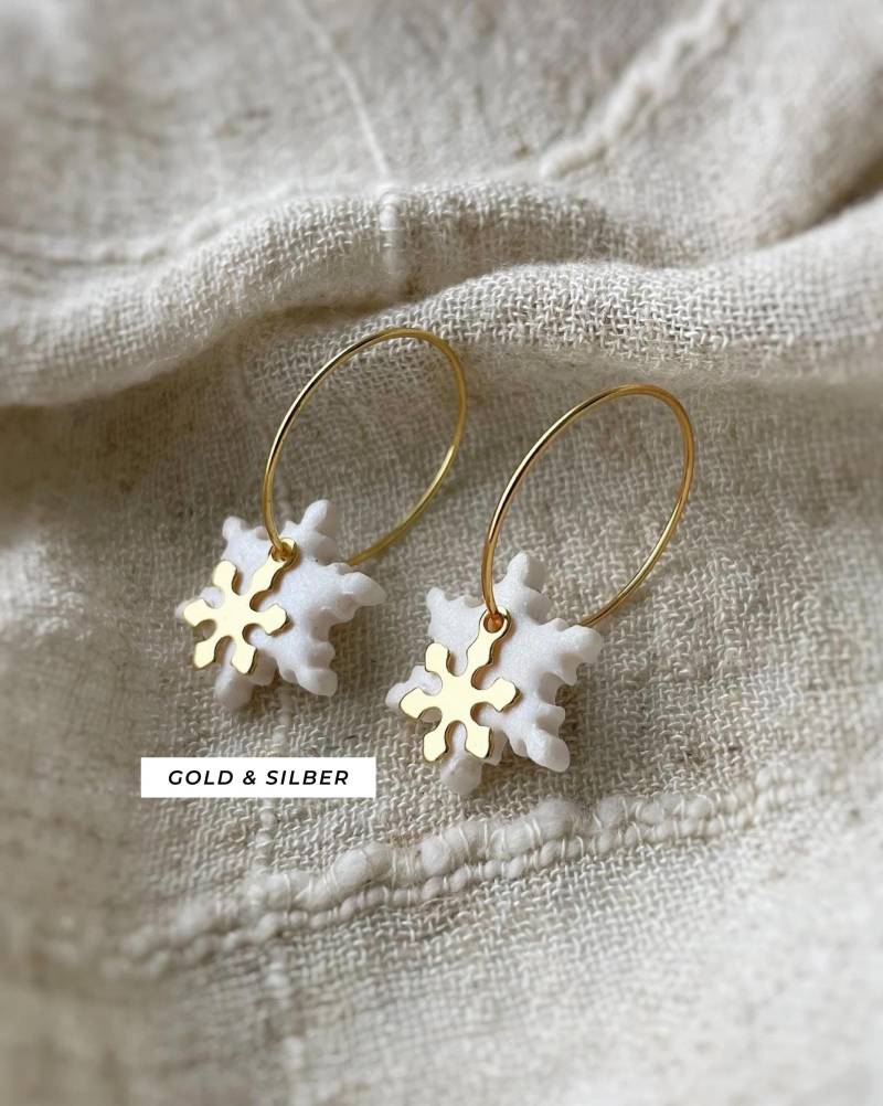 Weihnachtsschneeflocke Ohrringe - 18K Gold Plated Handmade von EstudioKoaShop
