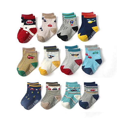 Estwell 12 Paar Baby Socken Antirutsch Kinder Rutschfeste Socken Kleinkinder Karikatur Süß Baumwolle Stopper ABS Socken für Baby Jungen Mädchen von Estwell