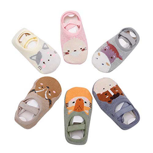 Estwell 6 Paar Baby Socken Antirutsch Baumwolle Dick Warm Babysöckchen Kindersocken Stopper Socken Süßes Tier Rutschfeste Socken für Baby Jungen Mädchen von Estwell