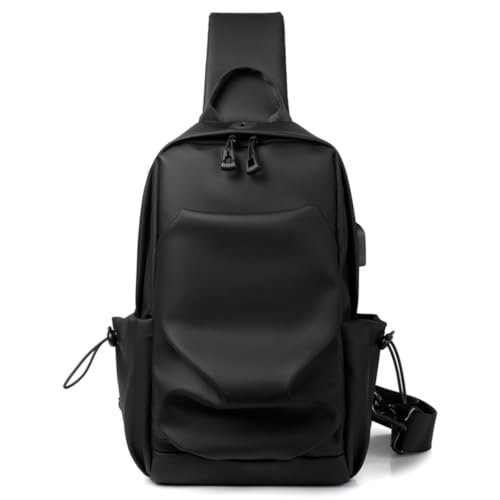 Estwell Brusttasche Sling Bag Schulterrucksack Herren Damen Leichte Umhängetasche Sport Sling Rucksack Wasserdicht PU Leder Crossbody Bag für Wandern Radfahren Reisen von Estwell