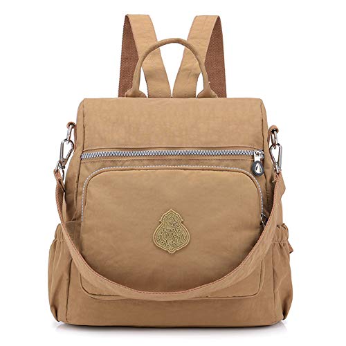 Estwell Rucksack Damen Elegant Schulrucksack Damenrucksack Handtasche Daypack Wasserdicht Nylon Mädchen Schultasche Reiserucksack Anti Diebstahl Rucksäcke, Beige von Estwell