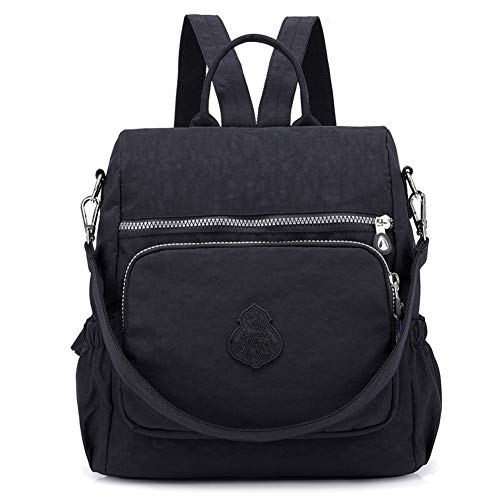Estwell Rucksack Damen Elegant Schulrucksack Damenrucksack Handtasche Daypack Wasserdicht Nylon Mädchen Schultasche Reiserucksack Anti Diebstahl Rucksäcke, Schwarz von Estwell