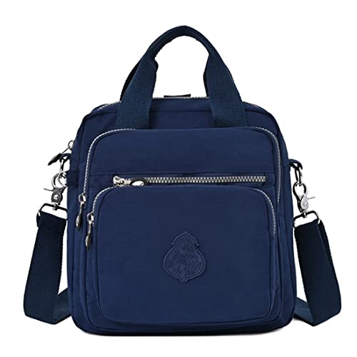 Estwell Schultertasche Damen Wasserdicht Nylon Kleiner Rucksack Mode Handtasche Mädchen Schulrucksäcke Multifunktion Umhängetasche für Reise Schule Einkauf, Dunkelblau von Estwell