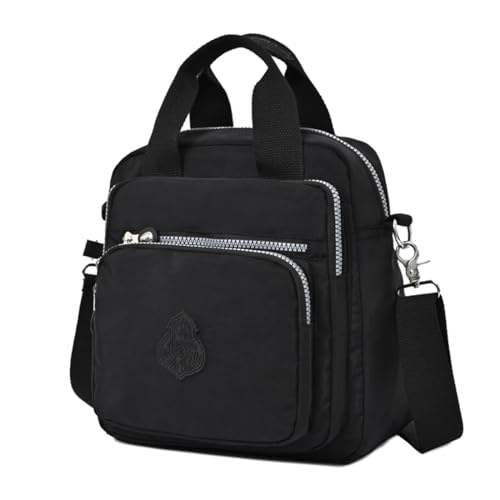 Estwell Schultertasche Damen Wasserdicht Nylon Kleiner Rucksack Mode Handtasche Mädchen Schulrucksäcke Multifunktion Umhängetasche für Reise Schule Einkauf, Schwarz von Estwell