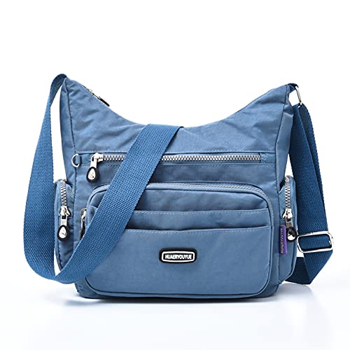 Estwell Umhängetasche Damen Kleine Schultertasche Handtasche Damentasche Wasserdicht Nylon Multifunktionale Crossbody Bag für Arbeit Schule Shopper (Blau) von Estwell