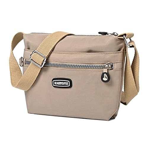 Estwell Umhängetasche Damen Kleine Wasserdicht Nylon Schultertasche Messenger Bag Frauen Casual Multifunktionale Crossbody Tasche mit 4 Taschen, Aprikose von Estwell