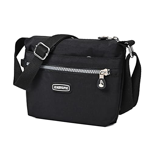 Estwell Umhängetasche Damen Kleine Wasserdicht Nylon Schultertasche Messenger Bag Frauen Casual Multifunktionale Crossbody Tasche mit 4 Taschen, Schwarz von Estwell