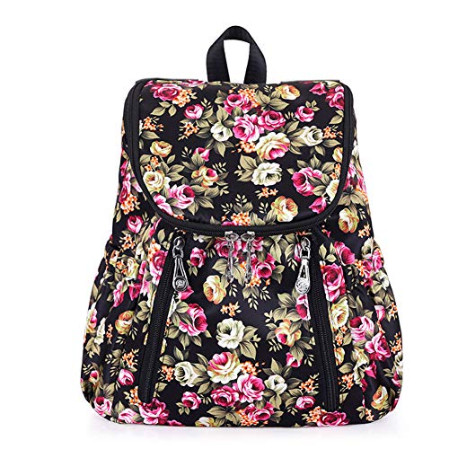 Estwell Rucksack Damen Mädchen Schule Rucksäcke Schulrucksack Daypack Wasserdicht Nylon Tagesrucksack Mode Blumen Reiserucksack von Estwell